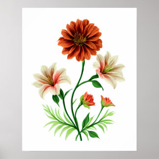 Een Florale Symfonie, kleurrijke bloemkunst voor h Poster
