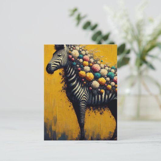 Een florale Zebra Briefkaart (Staand voorkant)