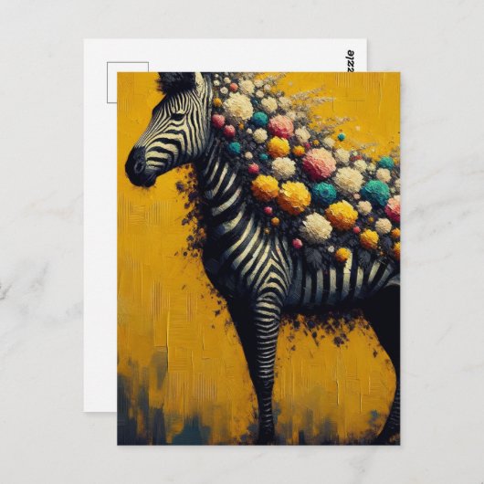 Een florale Zebra Briefkaart (Voorkant / Achterkant)