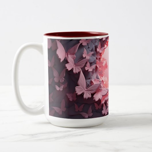 Een Flutter van Elegantie: 3D Vlinder Koffie Mok (Links)