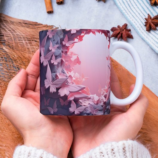 Een Flutter van Elegantie: 3D Vlinder Koffie Mok