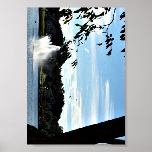 Een fontein op Lake Mirror foto op een poster (Voorkant)