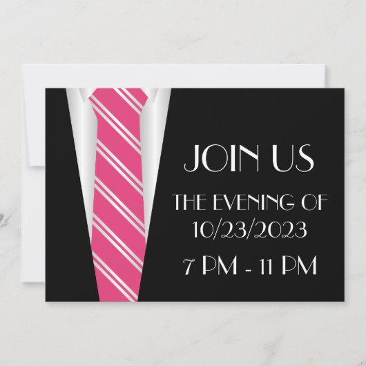 Een formele uitnodiging met een roze das (Voorkant)