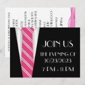 Een formele uitnodiging met een roze das (Voorkant / Achterkant)