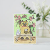 Een fortuin sake Moment onder Cherry Blossom Briefkaart (Staand voorkant)