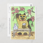 Een fortuin sake Moment onder Cherry Blossom Briefkaart (Voorkant / Achterkant)
