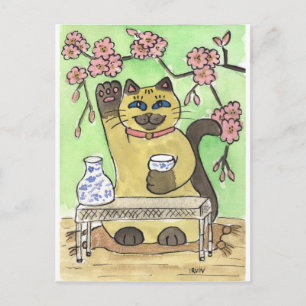 Een fortuin sake Moment onder Cherry Blossom Briefkaart