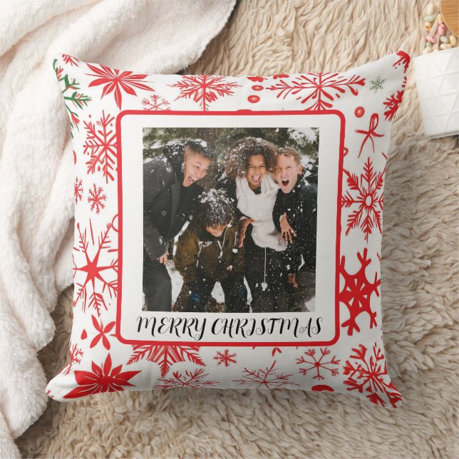 Eén foto Aangepaste Kerstsneeuwvlok  Kussen (Deken)