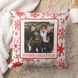 Eén foto Aangepaste Kerstsneeuwvlok Kussen