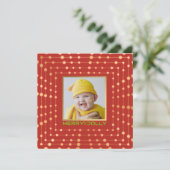 Eén foto eenvoudig modern vierkant feestdagenkaart (Staand voorkant)