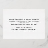 Één Foto Eenvoudige Klasse van Afstuderen Aankondi Folie Uitnodiging (Achterkant)