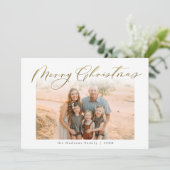 Eén foto Elegante gouden kerstkalligrafie Feestdagenkaart (Staand voorkant)