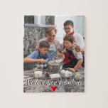 Eén foto houdt van je tekst Red Heart oma mama Legpuzzel<br><div class="desc">Eén foto-liefhebber Je tekent het rode hart oma Eenvoudig one-photodesign met aanpasbare tekst met een schaduw en een klein rood hart.</div>