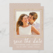 Één Foto Huwelijk Sla de Datum op Save The Date (Voorkant / Achterkant)