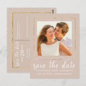 Één Foto Huwelijksfoto Sla de Datum op Briefkaart (Voorkant / Achterkant)