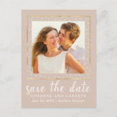 Één Foto Huwelijksfoto Sla de Datum op Briefkaart (Voorkant)