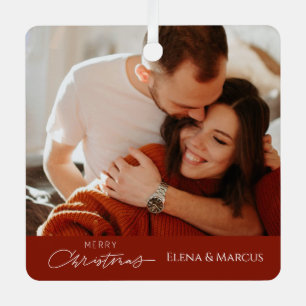 Een foto Koppels naam Merry Christimas Tree Metalen Ornament