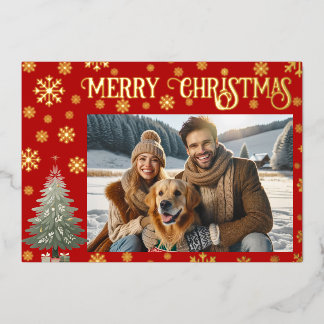 Een foto Merry Christmas Family Gold Folie Feestdagenkaart