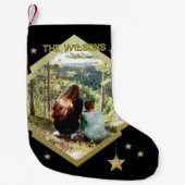 Een-foto met gouden Lijst en sterren Kleine Kerstsok (Voorkant)