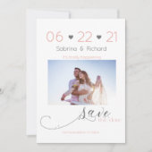 Eén foto minimaliseert Blush Save the Date (Voorkant)