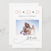 Eén foto minimaliseert Blush Save the Date (Voorkant / Achterkant)