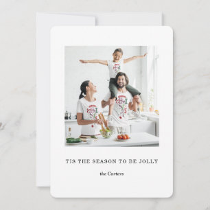 Eén foto minimalistische kerst familie groet feestdagenkaart