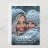 Een foto moderne script Prettig kerstfeest Feestdagenkaart (Voorkant)