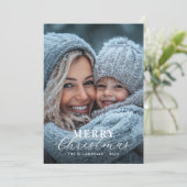 Een foto moderne script Prettig kerstfeest Feestdagenkaart (Staand voorkant)