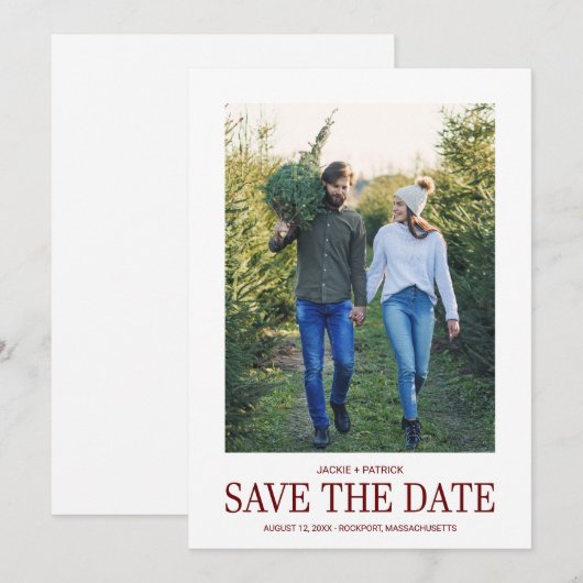 Eén foto Moderne Typografie Wedding Save the Date (Voorkant / Achterkant)