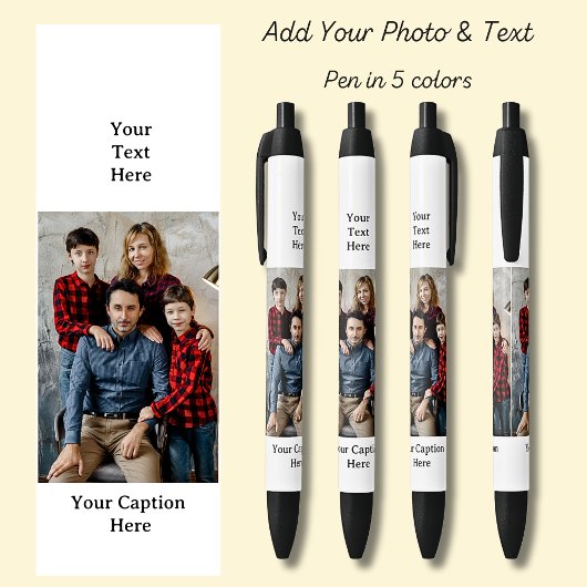 Een foto, Naam Datum, jouw tekst op wit, Zwart Zwarte Inkt Pen