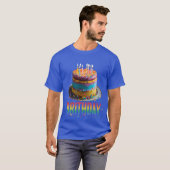 Een foto ontwerp Brithday cake kleuren ontwerp man T-shirt (Voorkant volledig)