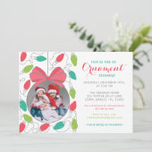 Een foto Ornament uitwisseling Kerstfeest uitnodig Feestdagenkaart (Staand voorkant)