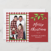 Een foto Rood en Wit Houndstooth Feestdagenkaart (Voorkant)