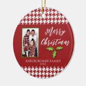 Een foto Rood en Wit Houndstooth Keramisch Ornament (Links)