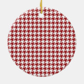 Een foto Rood en Wit Houndstooth Keramisch Ornament (Achterkant)