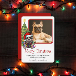 Een foto van de Franse Bulldog kerstboom Pet Dog Feestdagenkaart