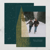 Een foto van de moderne faux gouden kerstboom, gro feestdagenkaart (Voorkant / Achterkant)