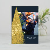 Een foto van de moderne kerstboommarinier folie feestdagenkaart (Staand Voorkant)