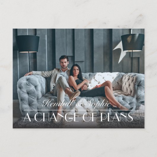 Een foto van de update van het bruiloft van planne aankondigingskaart (Voorkant)