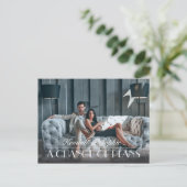 Een foto van de update van het bruiloft van planne aankondigingskaart (Staand voorkant)