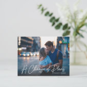 Een foto van de update van het bruiloft van planne aankondigingskaart (Staand voorkant)