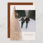 Een foto van een moderne bronzen kerstboom feestdagenkaart (Voorkant / Achterkant)
