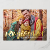 Een foto van een nieuw jaar, vrolijk plezier folie feestdagenkaart (Voorkant)