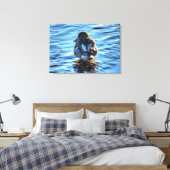 Een foto van een Winter Mallard Fine-Art Wildlife Canvas Afdruk (Insitu (Slaapkamer))