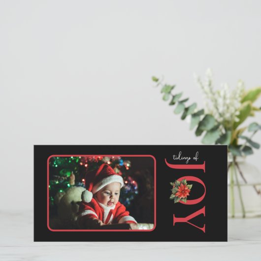 EEN FOTO VAN RED JOY / POINSETTIA FEESTDAGENKAART (Staand voorkant)