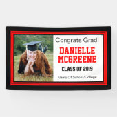 Eén foto van rood en zwart Afstudeerder Spandoek (Horizontaal)