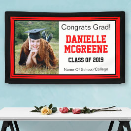 Eén foto van rood en zwart Afstudeerder Spandoek