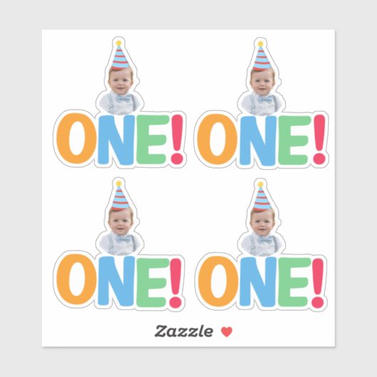 Eén foto verjaardag Cupcake Topper Sticker (Vel)