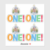 Eén foto verjaardag Cupcake Topper Sticker (Vel)