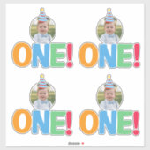 Eén foto verjaardag Cupcake Topper Sticker (Vel)